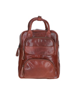 Compact Leather Backpack with Front Zip Pockets
