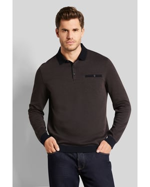 Bugatti Herren Polo met lange mouwen in 2-tone look