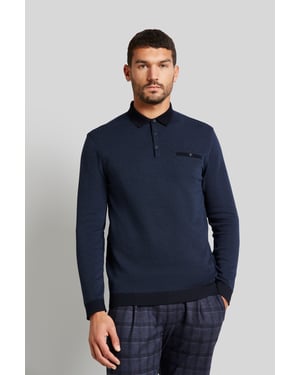 Bugatti Herren Polo met lange mouwen in 2-tone look