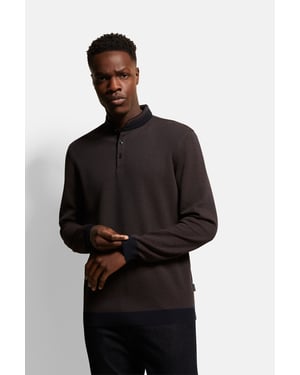 Bugatti Herren Polo met lange mouwen en opstaande kraag