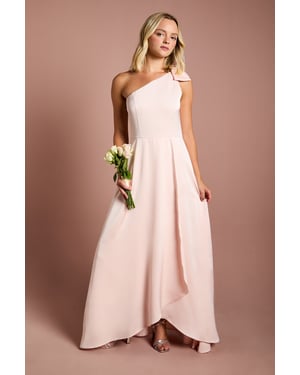 Teen Coast One Shoulder Bow Bridesmaids Dress