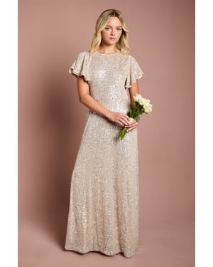 Teen Coast Sequin Angel Sleeve Bridesmaid Dress