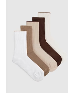 Neutral Thick Ribbed Sock 5 Pack