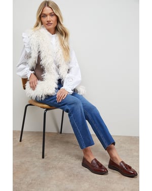 Bunny Leather Brogue Detail Tassel Loafers