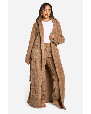Bear Embossed Fleece Maxi Dressing Gown