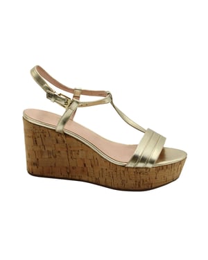 Metaalgele Wedge Sandalen