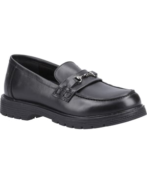 Hush Puppies Lydia Senior Leather Girls's Black Loafers