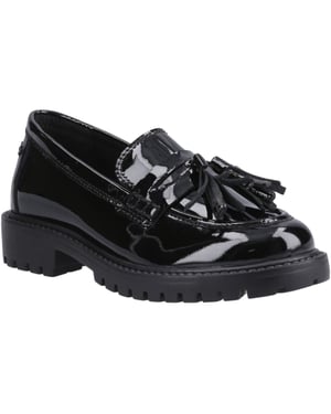 Hush Puppies Abigail Patent Senior Leather Girls's Black Loafers