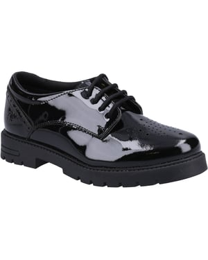 Hush Puppies Jayne Patent SNR Skor I Svart Läder Med Snörning För Tjejer