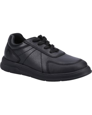 Hush Puppies Robert JNR Läderpojkar Svarta Snörskor