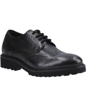 Hush Puppies Gabi Lace Up Läderflickors Svarta Brogues