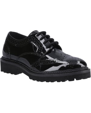 Hush Puppies Gabi Lace Up Läderflickors Svarta Brogues