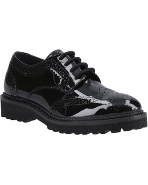 Hush Puppies Gabi Lace Up Läderflickors Svarta Brogues