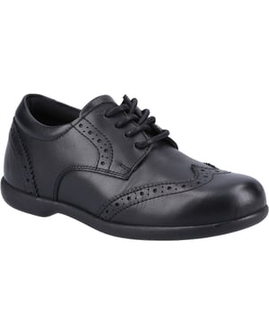 Hush Puppies Bridget JNR Läderflickors Svarta Brogues