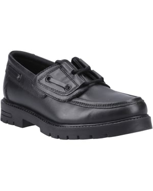Hush Puppies Lucy Läder Till Flickors Svarta Båtskor