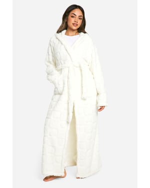 Heart Embossed Fleece Maxi Dressing Gown