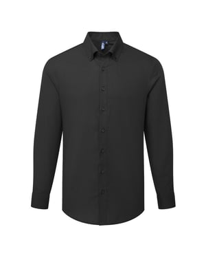 Premier Mens Supreme Oxford Langsleeve Shirt (Zwart)