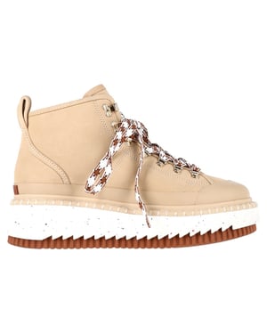 Chloé Lilli Nubuck Platform Ankle Boots in Beige Sheepskin