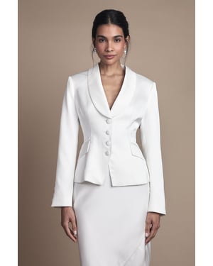 Bridal Waisted Jacket With Satin Lapel