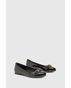 Gold Bow Detail Ballet Flats