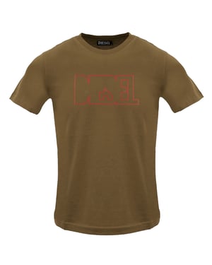 Diesel Outlined Logo Bruin Koffielikeur T-shirt