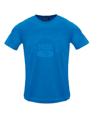 Diesel Monotone Property Of Denim Division Logo Blauw Saffier T-shirt