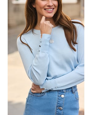 Pastel Blue Crew Neck Jumper