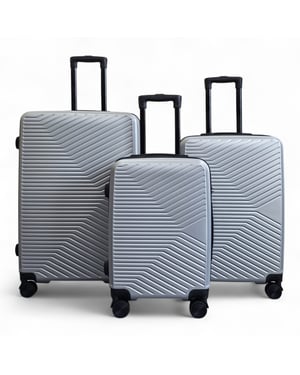 Harde zilveren koffer, robuuste 8-wiel bagage, handbagagetas