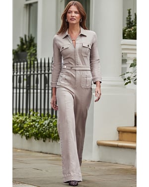 Stone Denim Utility Jumpsuit