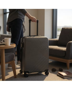 Hård grå kabinväska 48 x 37 x 20 cm lämplig för Easyjet, Ryanair