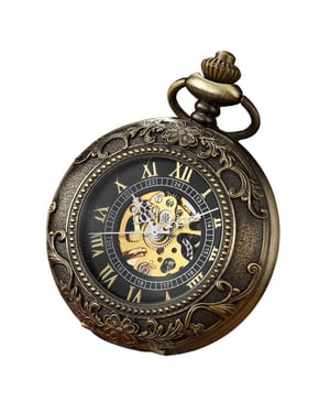 Vintage bronzen mechanisch legering skelet half jacht zakhorloge