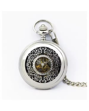 Antiek messing zilverlegering skelet half jacht zakhorloge