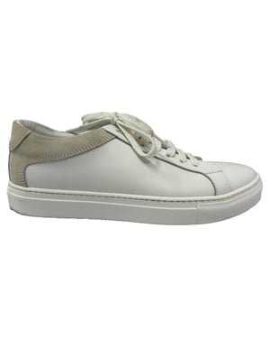 Iris & Ink Low-Top Sneakers in White Leather and Suede