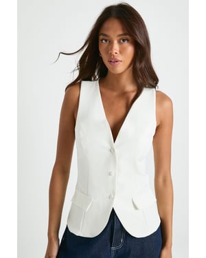 Button Trim Detail Tailored Waistcoat