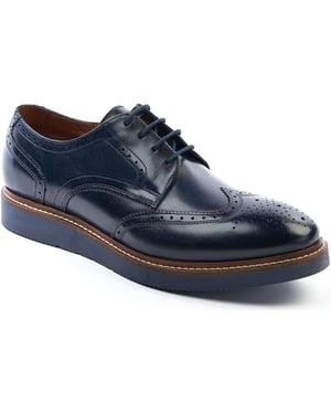 Base London Joe Leren Heren Marineblauwe Brogues Schoenen