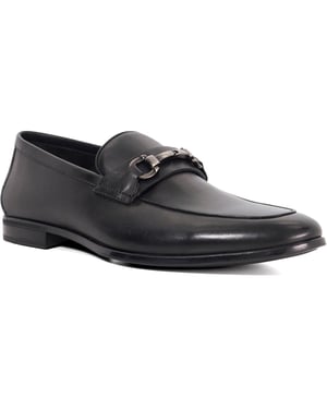 Dune Seymore Leather Men's Black Slip-On Shoes