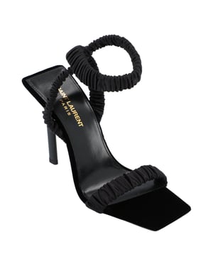 Saint Laurent Pam Sandaler i satinkräpp svart