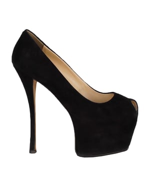 Black Suede Platform High Heel Shoes - '20s