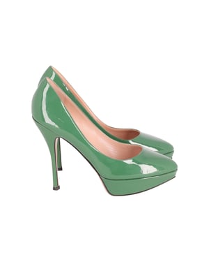 Valentino Platåpumps i Grönt Lackskinn