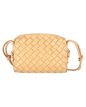Bottega Veneta  Mini Intrecciato Loop Camera Crossbody Bag in Yellow Lambskin Leather