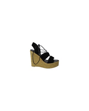 Saint Laurent Espadrille Platform Wedges in Zwart Suède