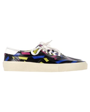 Saint Laurent Printed Low Top Snekaers in Black Leather