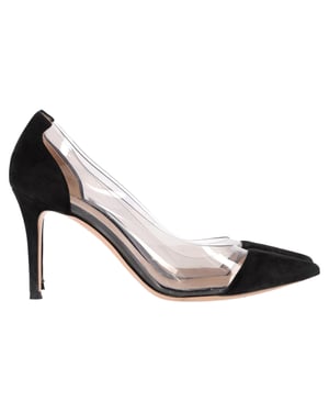 Gianvito Rossi Plexi 85 PVC Pumps in Black Suede