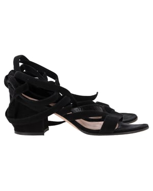 Gianvito Rossi Wrap Sandal Heels in Black Suede