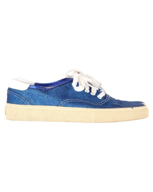 Saint Laurent Låg Top Sneakers i Blå Glitter