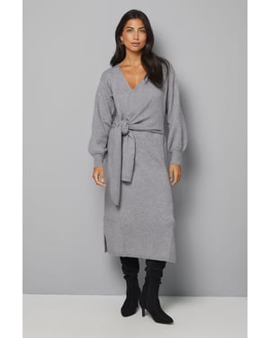 Slouchy Wrap Knitted Midi Dress