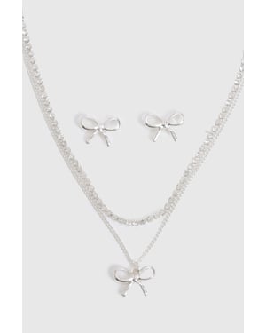 Embellished Bow Detail Jewellery Set