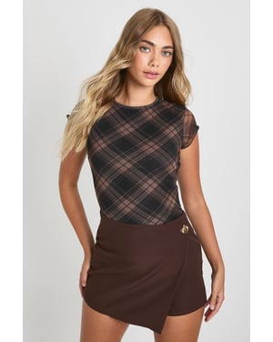 Gold Trim Wrap Front Mini Skort