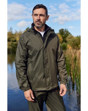 Mens 'Pakka II' Waterproof Packable Breathable Hooded Full Zip Jacket Khaki