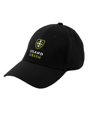 Island Green Heren Logo Gebogen Piek Golfpet (Zwart)